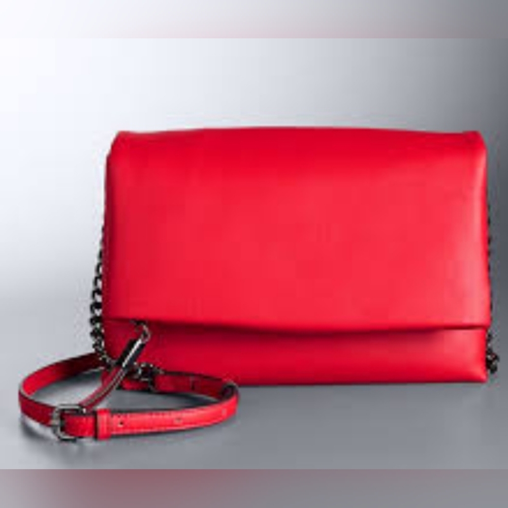 Elegant Red Vegan Leather Shoulder Bag